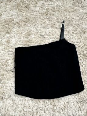 Zara Black One-Shoulder Crop Top with Buckle Strap